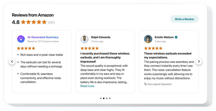  Reviews from Amazon widget for website
